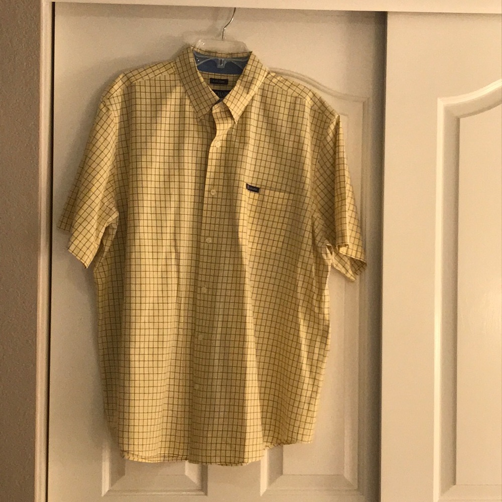 Chaps Yellow/Navy Plaid S/S Men’s Dress Shirt